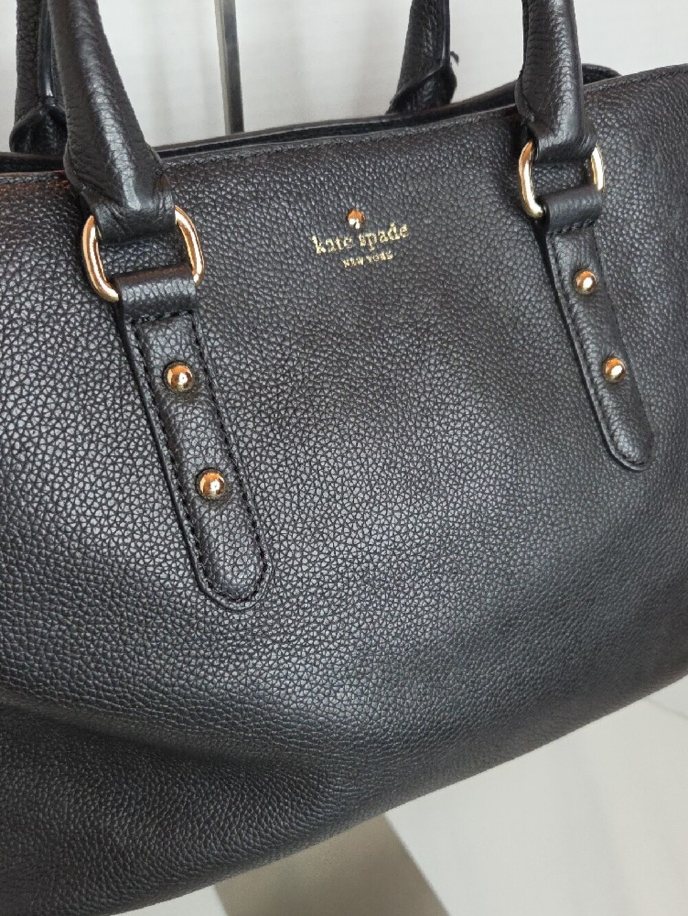 Kate Spade Larchmont Avenue Evangelie Satchel In Black Pebbled Leather - Picture 4 of 11